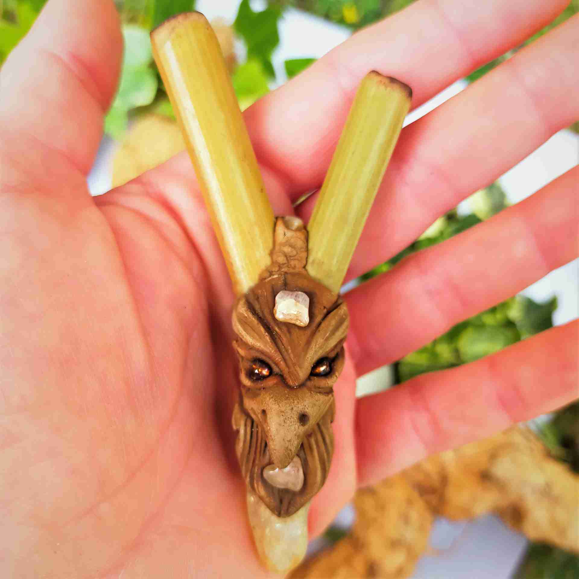 Kuripe Bambu Totem Aquila e pietre potenti